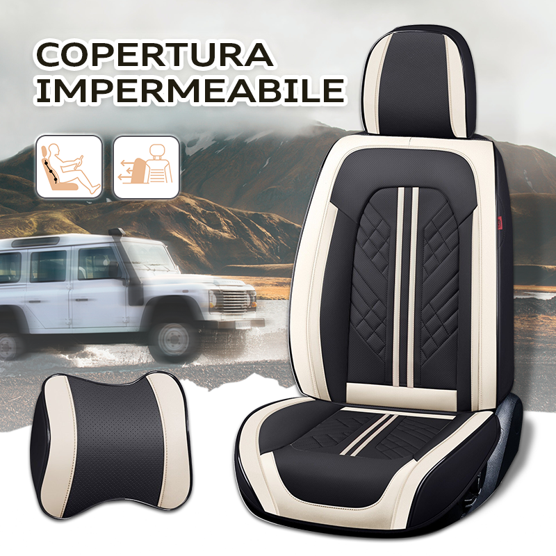 ZETAS Alexcar Set Completo di Coprisedili Universali in Pelle per Auto, SUV, Pick-up, Impermeabili e Traspiranti