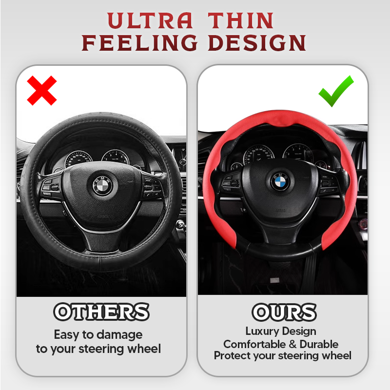 AU Nexi Customized Car Logo Breathable Ultra-thin 5D Leather & Carbon Car Steering Wheel Cover Universal Fit