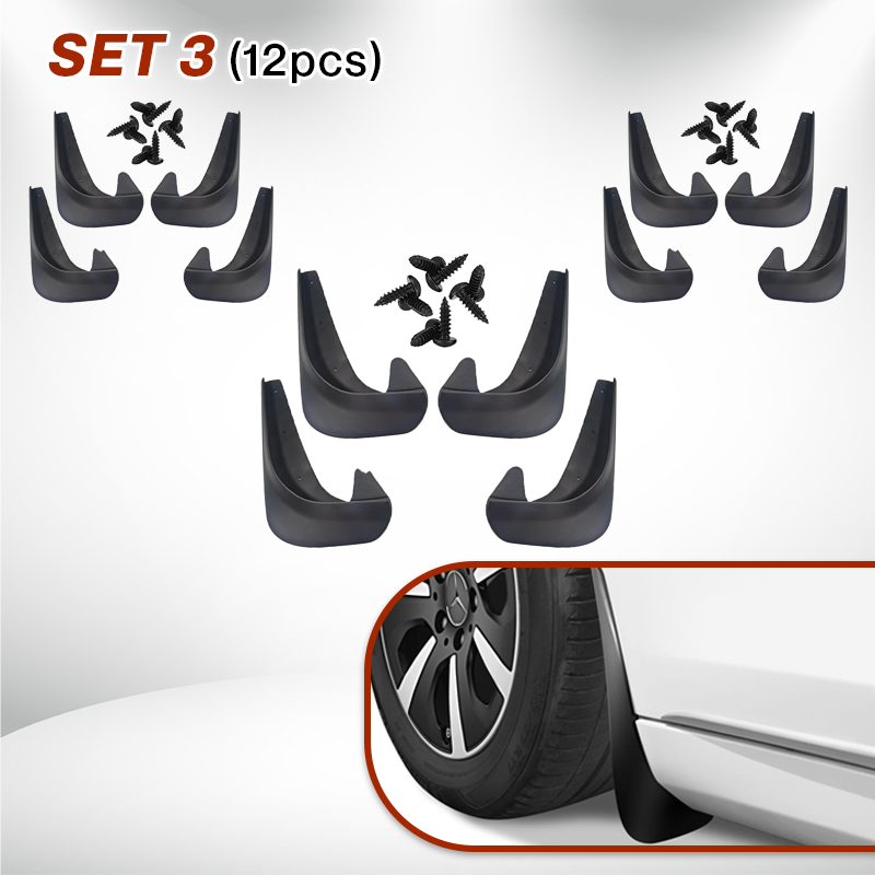 Glamor 4pcs/set Front & Rear Car Mud Flaps Splash Guards Universal Fit