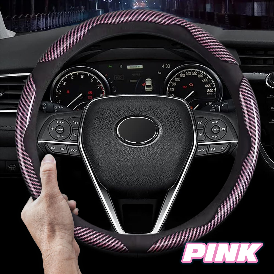 AU Samez Carbon Fiber Silicone Anti-Slip Car Steering Wheel Cover Universal Fit