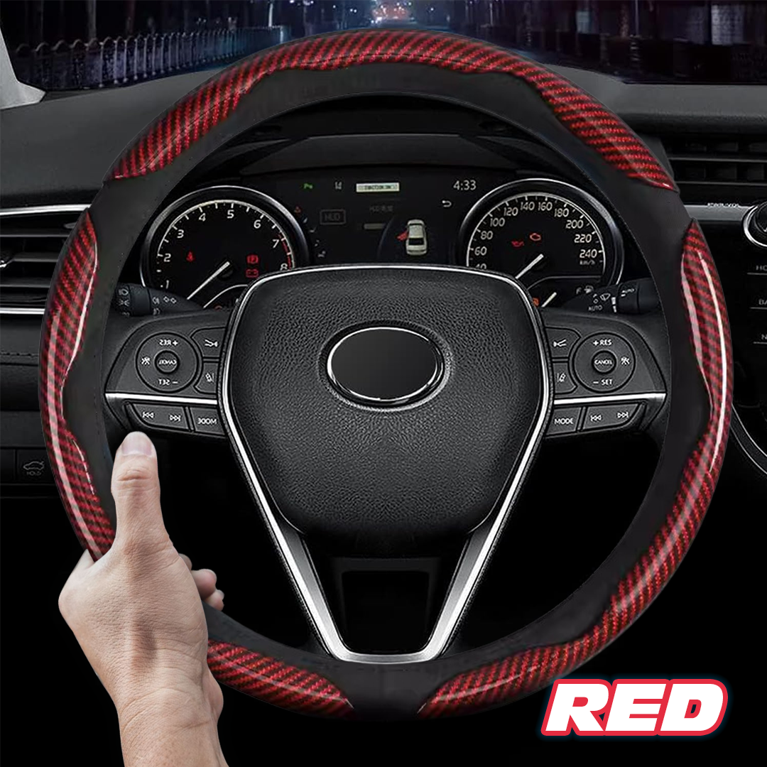 AU Samez Carbon Fiber Silicone Anti-Slip Car Steering Wheel Cover Universal Fit