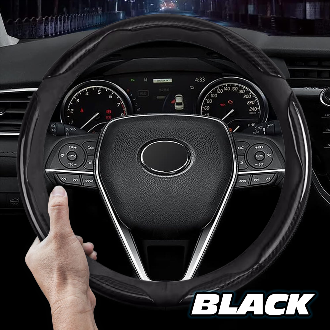 AU Samez Carbon Fiber Silicone Anti-Slip Car Steering Wheel Cover Universal Fit