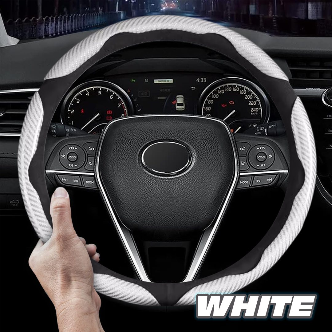 AU Samez Carbon Fiber Silicone Anti-Slip Car Steering Wheel Cover Universal Fit