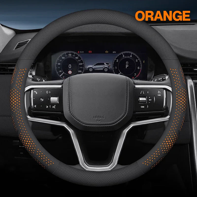 Gripex 2025 UltraGrip Breathable Leather Steering Wheel Cover | Anti-Slip, Universal Fit