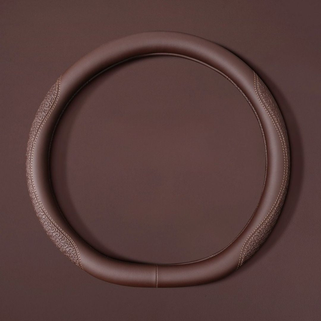 Geni Ultra-thin Steering Wheel Cover | Anti-slip, Sweat-absorbing, Soft Leather Pattern Round Handlebar Cover