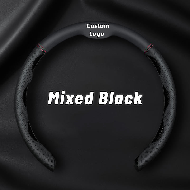 UK Nexi Customized Car Logo Breathable Ultra-thin 5D Leather & Carbon Car Steering Wheel Cover Universal Fit