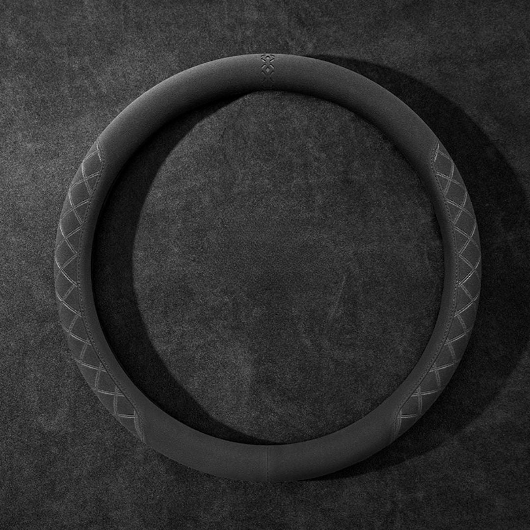 Rivo Suede Steering Wheel Cover – Non-Slip, Breathable, Sweat-Absorbing, 4-Season Universal Fit
