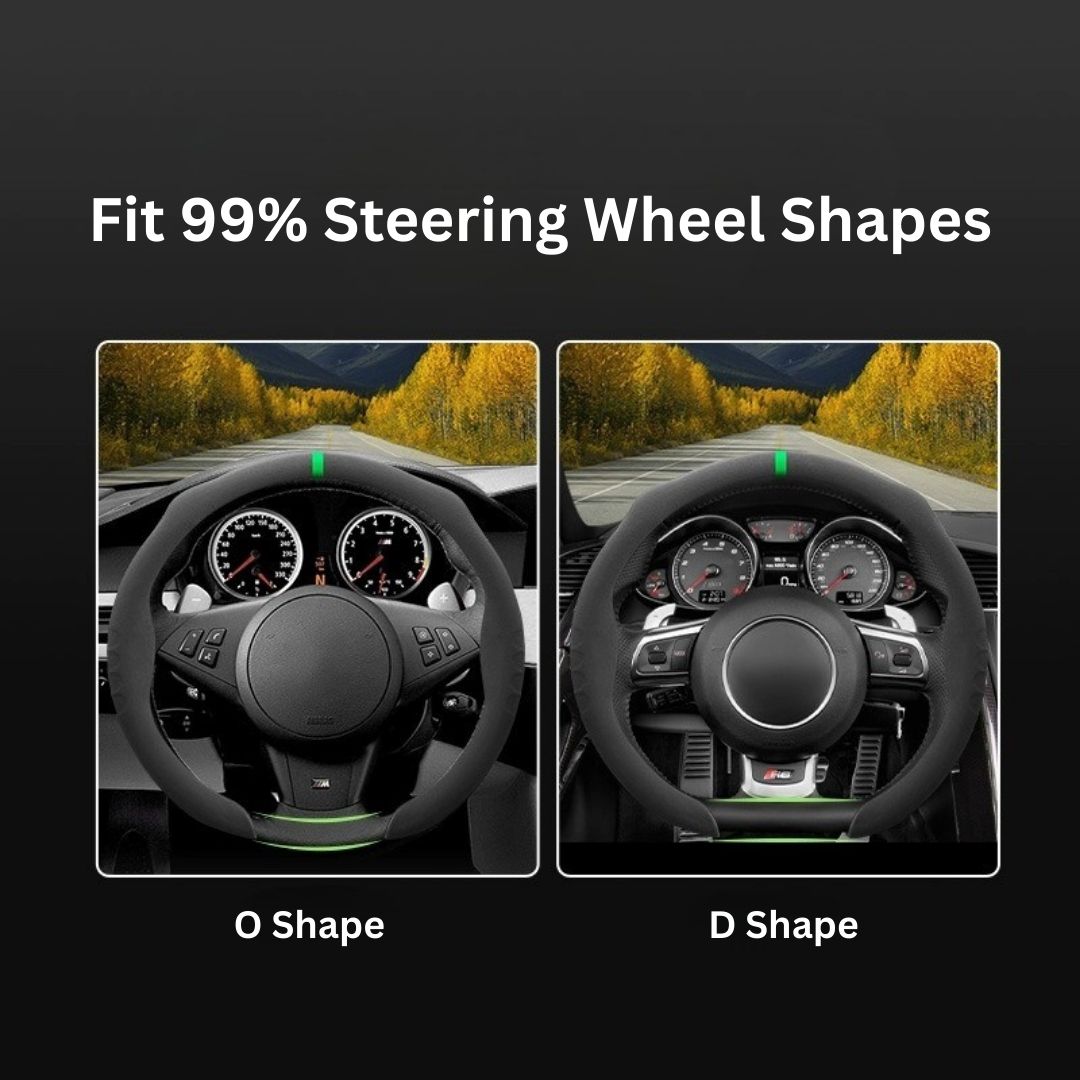 Suede Steering Wheel Cover – Anti-Slip, Ultra-Thin, 4-Season Universal Fit for D-Shaped Wheels (VW, BMW, etc.)