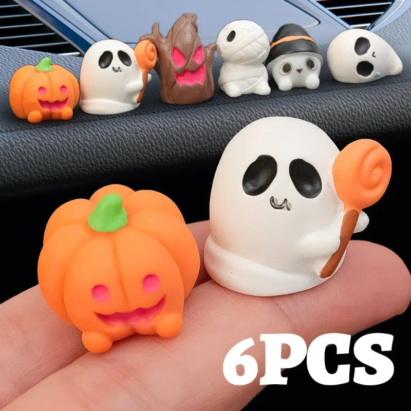 Halloween Creative Elf Car Ornaments – Pumpkin, Ghost & Mummy Dashboard Decor