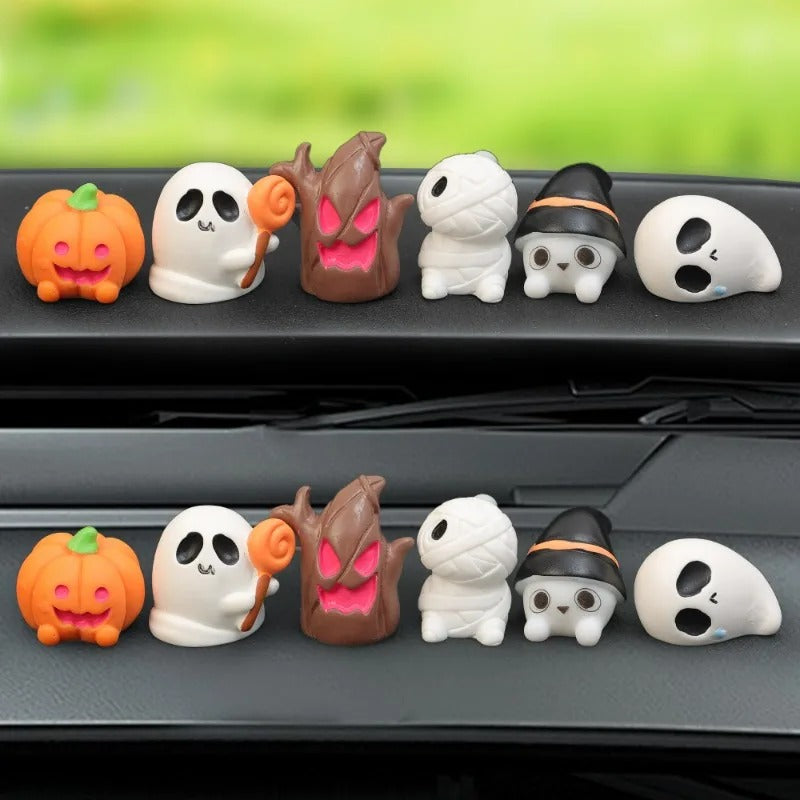 Halloween Creative Elf Car Ornaments – Pumpkin, Ghost & Mummy Dashboard Decor