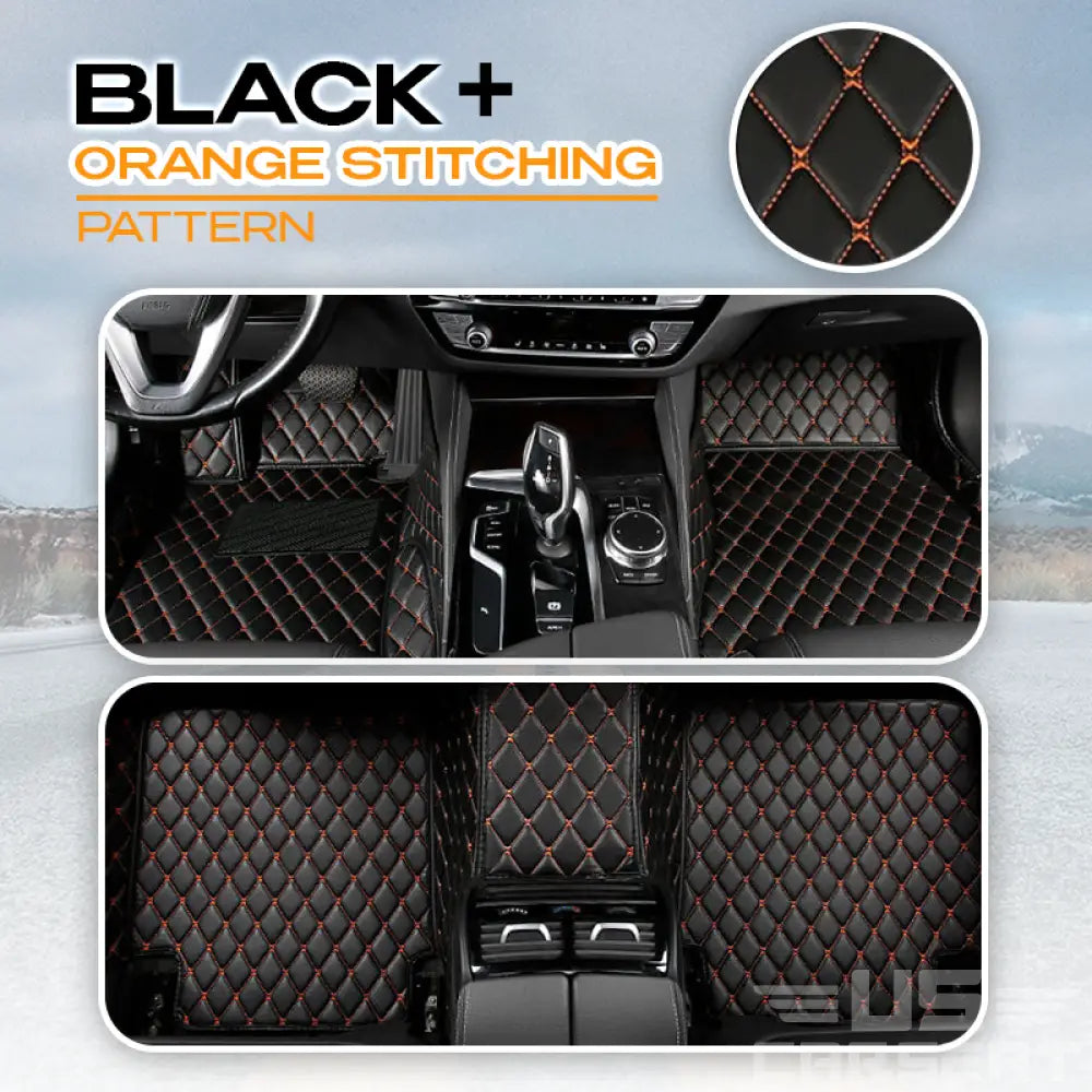 Uk Alexcar Elvie 2023 Heavy Duty Universal Fit Floor Mats For Cars Suvs And Trucks Black With Orange