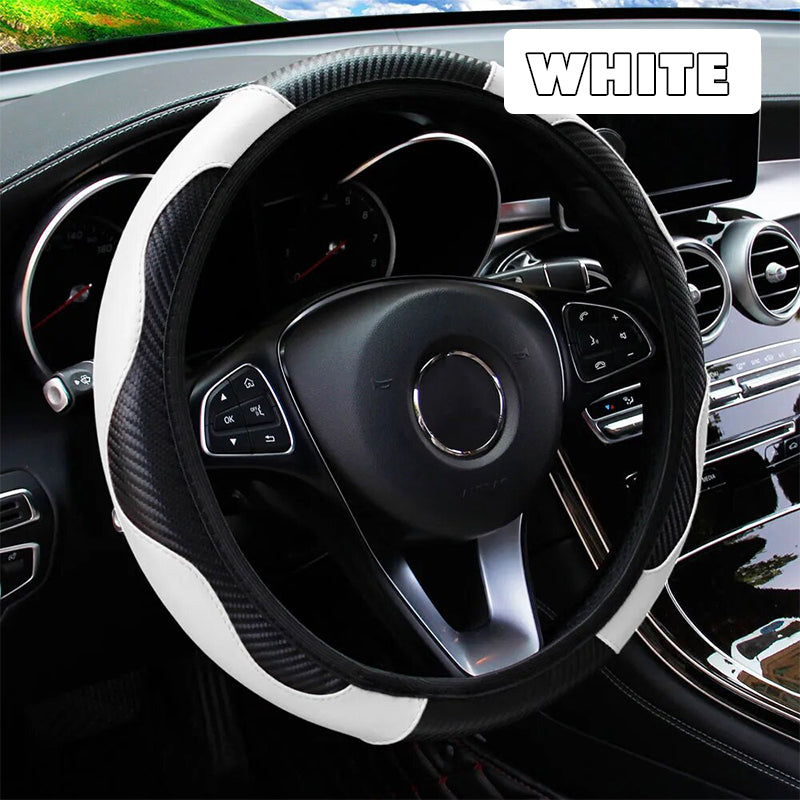 Microfiber Leather Anti-Slip Car Steering Wheel Cover Universal Fit