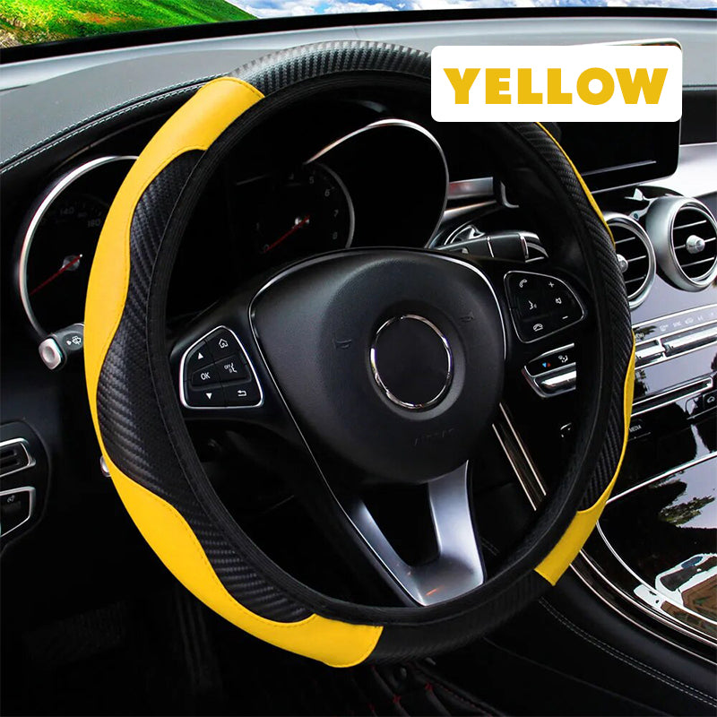 WheelPro Microfiber Leather Anti-Slip Car Steering Wheel Cover Universal Fit