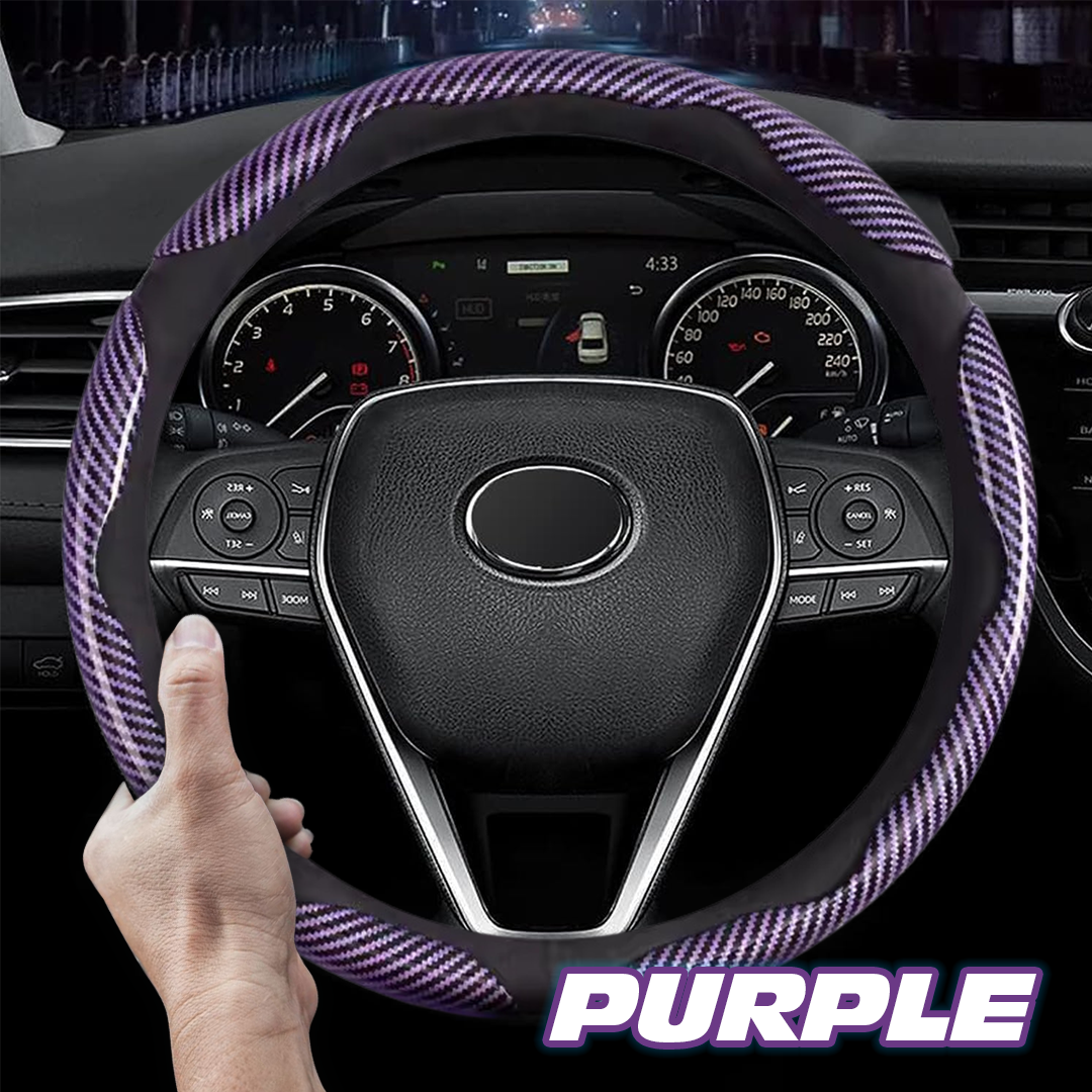 Samez Carbon Fiber Silicone Anti-Slip Car Steering Wheel Cover Universal Fit