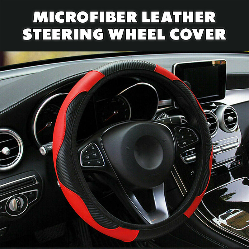 Microfiber Leather Anti-Slip Car Steering Wheel Cover Universal Fit